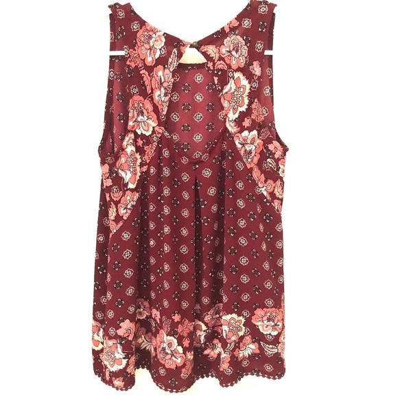 2/$15 Xhilaration - Maroon Patterned Tank top - Picture 5 of 8